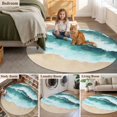 thumbnail image 6 of Area Rug 48in, Ombre Turquoise Ocean Wavy Beach Floor Carpet Living Room Rug, Abstract Wavy Texture Non-Slip Welcome Mat Indoor Rugs for Bedroom Dining Room, 6 of 9