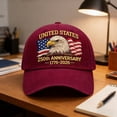 thumbnail image 4 of USA 250th Anniversary Hat, Official Commemorative “America 250” Baseball Cap with Flag, Patriotic Hat for Men & Women, 4 of 9