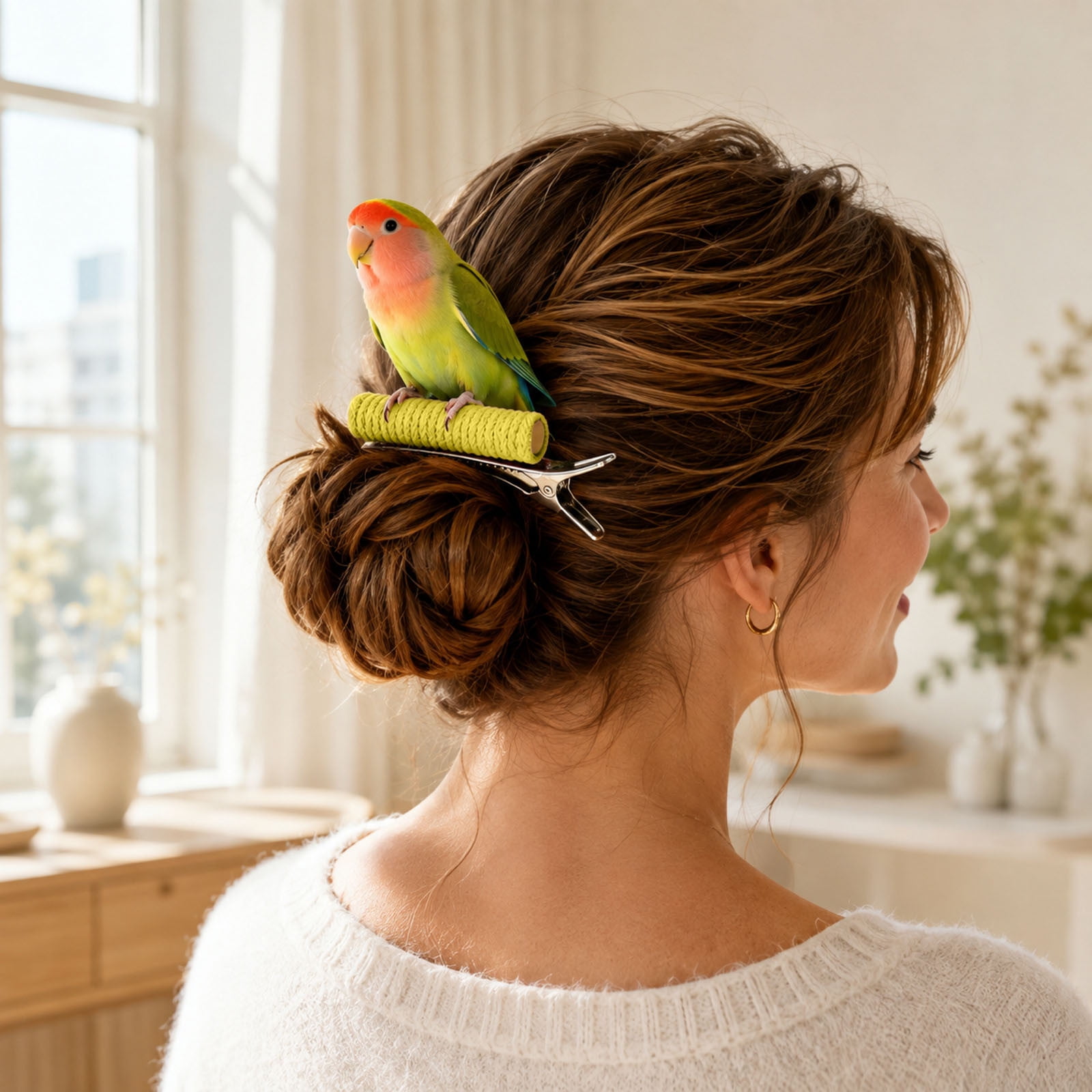 Clip On Parrot Stand Portable Rope Wrapped Bird Perch Lightweight Training Accessory for Budgies & Lovebirds Indoor Bird Interaction