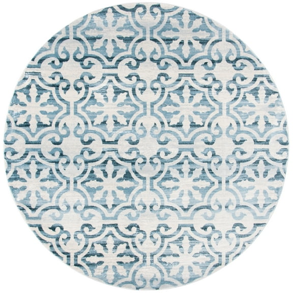 SAFAVIEH Martha Stewart Isabella Jervis Clover Area Rug, Navy/Ivory, 6'7" x 6'7" Round