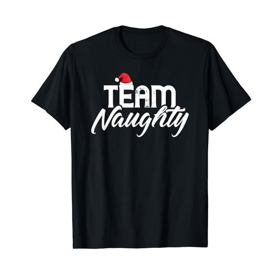 Team Naughty Shirt Funny Couple Matching Outfit Team Nice T-Shirt Black Tee