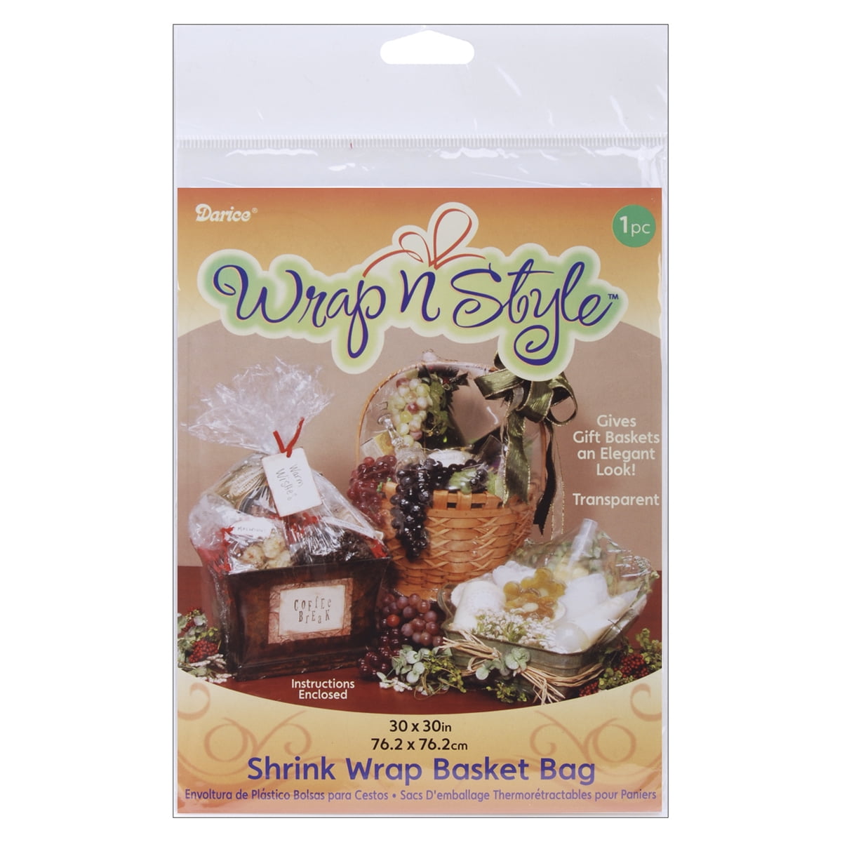Wrap n Style Shrink Wrap Basket Bag 1/Pkg30"X30" Clear
