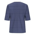 thumbnail image 6 of SYMOID Womens Summer Striped Casual Short Sleeve Blouse for Misses,Dark Blue,Size L, 6 of 6