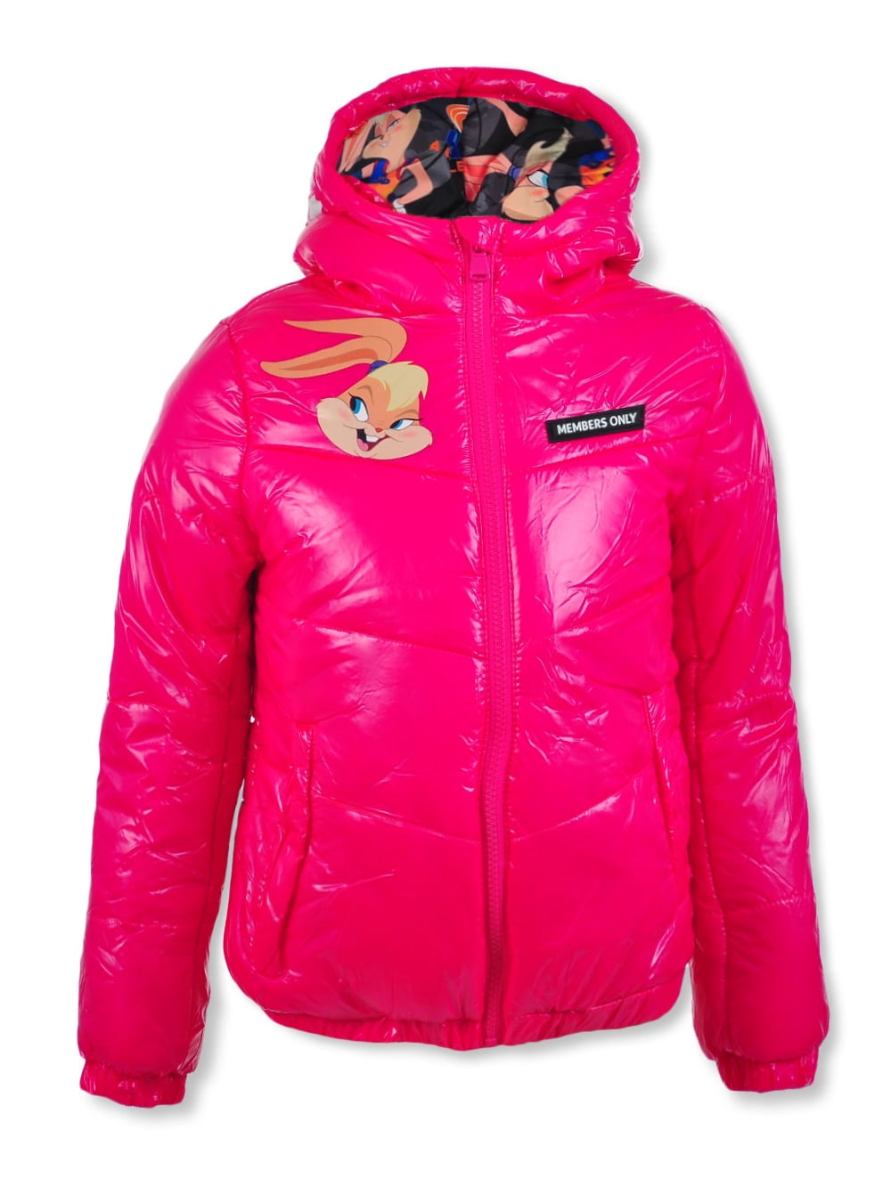 Girls' Cartoon Puffer Coat - fuchsia 