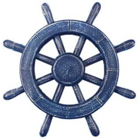 Rustic All Dark Blue Ship Wheel 12" - Vintage Ship Wheel - Nautical Wall Hanging