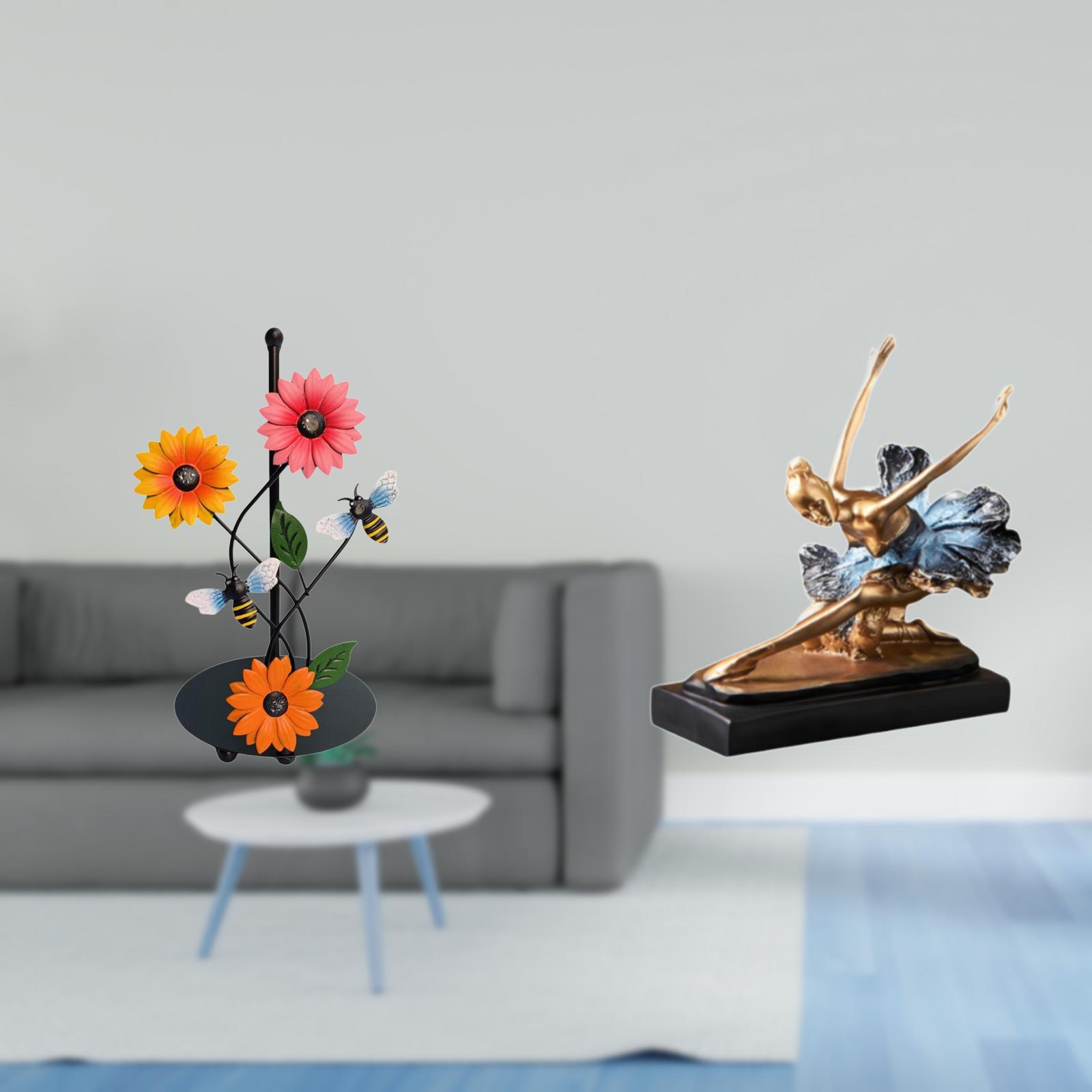 Fiocias Toilet Paper Holder Paper Towel Holder Countertop Kitchen Roll Holders Ballet Dancer Statue Iron Resin Artistic Ornament Suitable for Entrance Living
