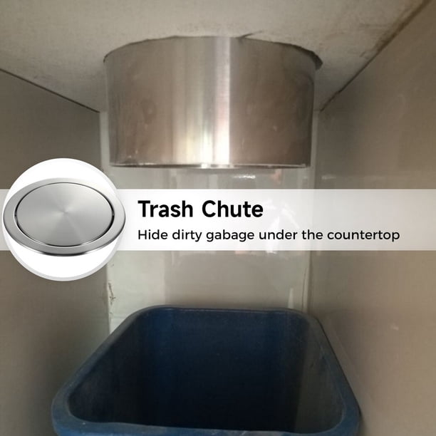 8L Built-In Stainless Steel Trash Can For Kitchen Countertop - Flush Mount, Recessed Hidden Bin