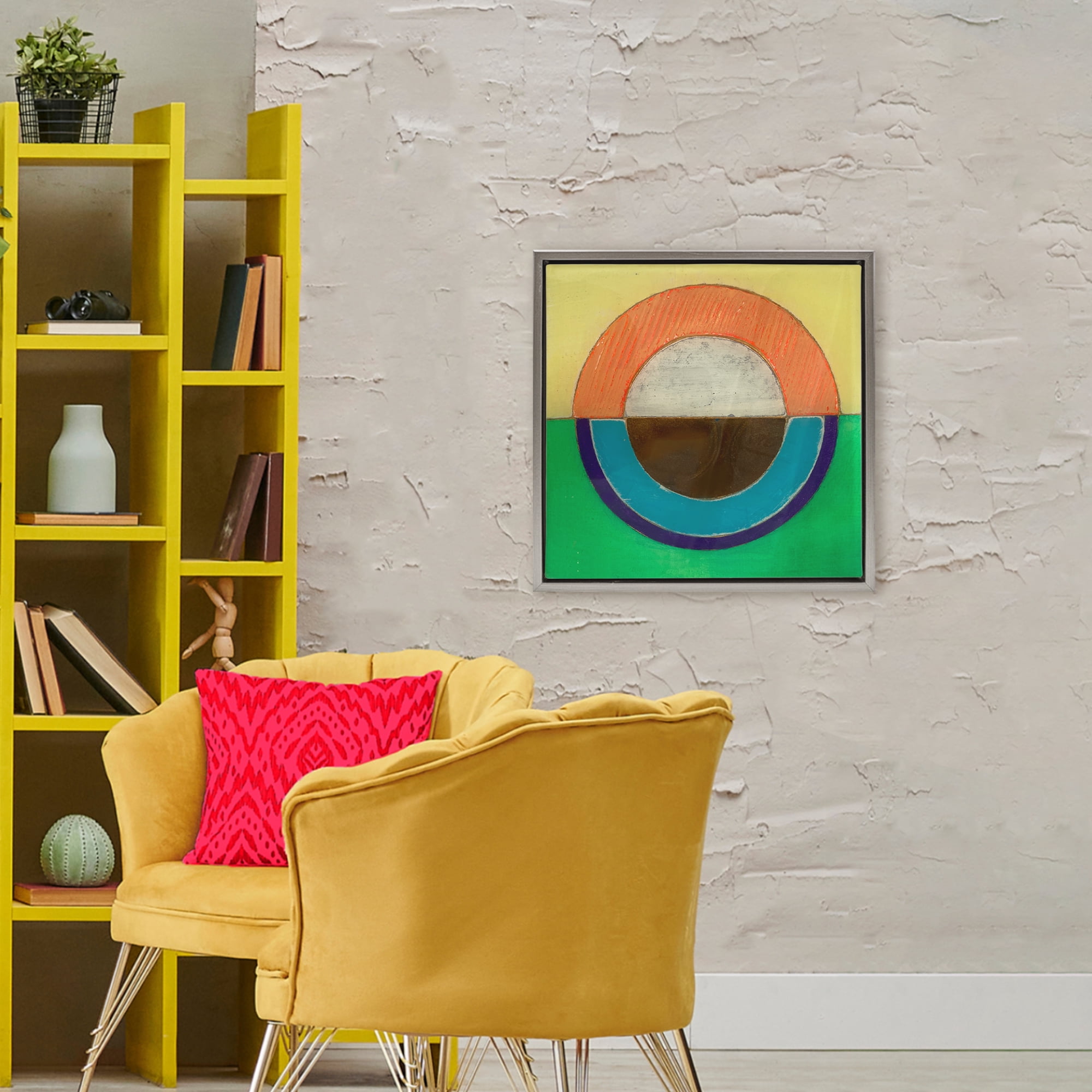Stupell Industries Balanced Circle Symmetry Gray Framed Floater Canvas Wall Art, design by Matthew Finger