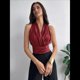 thumbnail image 5 of Blusas Plisadas Sin Mangas con Cuello en V para Mujer, Camisas Elegantes de Oficina. Rojo M, 5 of 8