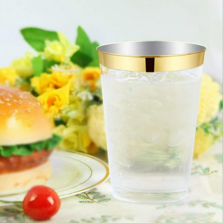 

Conditiclusy 25Pcs Juice Cup Transparent Large Capacity Plastic Rimmed Disposable Water Glass Party Accessories