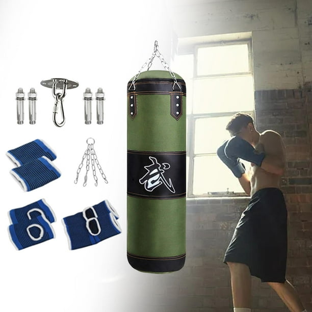 Saco de arena para boxeo saco sin llenar protectores de manos ayuda para el entrenamiento saco de boxeo para fitness saco de boxeo de PU para nin Verde 100cm Walmart en