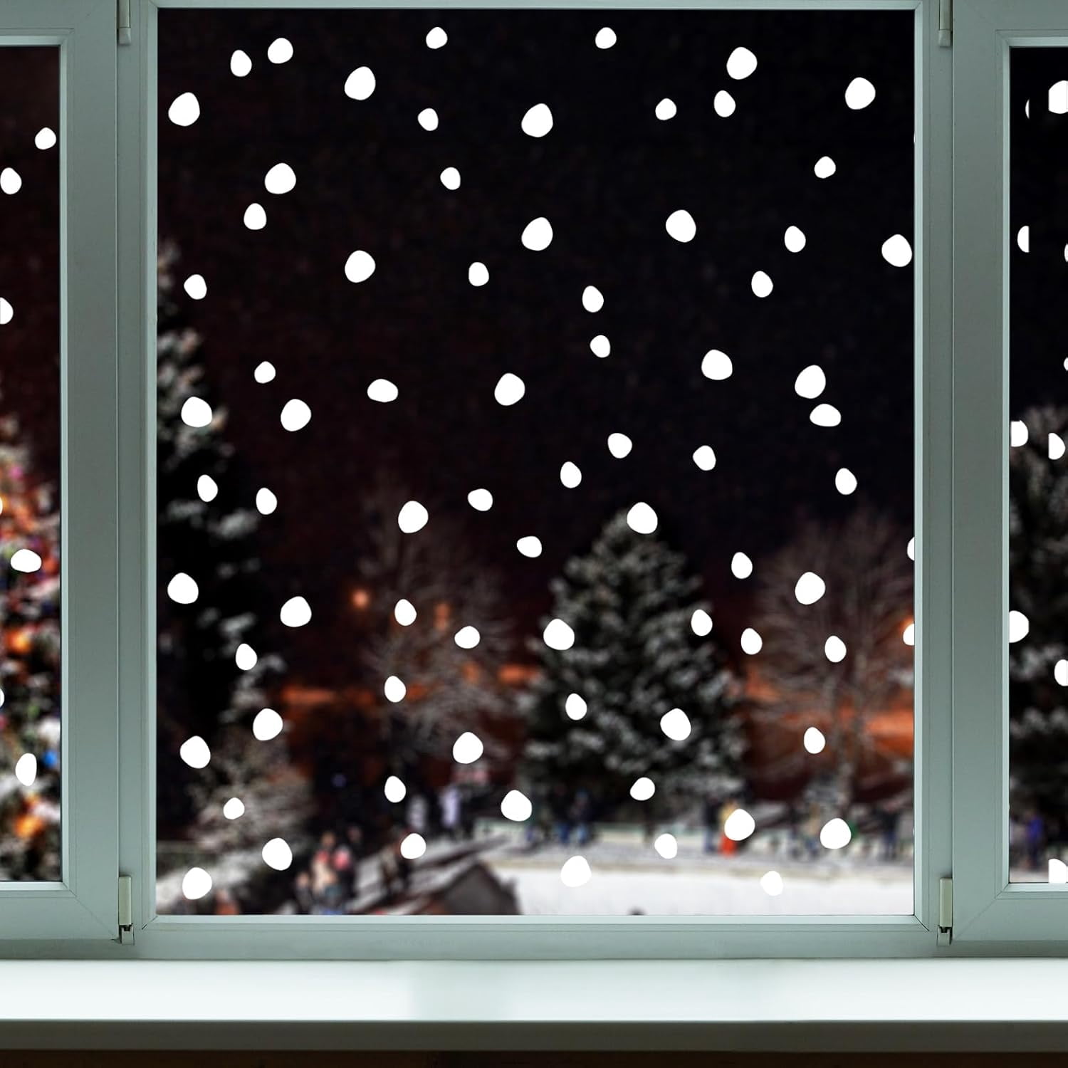 214 pcs Christmas Window Clings Double-Sided White Xmas Snowdrop Irregular Window Stickers Winter Holiday Window Decals, 9 Sheets
