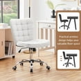 thumbnail image 5 of OWNEN Armless Desk Chair Modern Tufted Office Chair Faux Leather Upholstered Computer Chair with Adjustable Seat Height and Rolling Wheels for Home/Office, White, 5 of 7