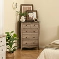 thumbnail image 3 of Gymax Commode Rustique de 38 Po avec 5 Tiroirs en Tissu Pliants et Trousse Anti-Basculement Brun, 3 of 9