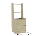 thumbnail image 6 of Tall Nightstand with Charging Station,Modern Bedside Tables with Storage Shelves & 2 Drawers for Bedroom,Wood, 6 of 7