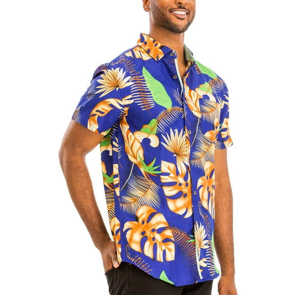 Men Hawaiian Shirt Vacation Short Sleeve Casual Button Down Shirts Summer Beach Shirt