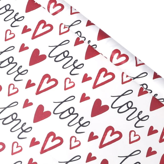 Valentines Day Wrapping Paper Roll - 1 Sheet - 19.69 x27.56 Inch - Pink Love Hearts, Roses, Book Wrapping Paper, Perfect for Valentine’s Day, Wedding, Anniversary