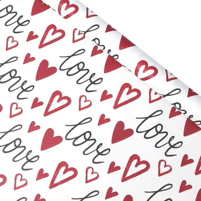 TIELUTT Papier d'Emballage Cœur de la Saint-Valentin pour Porte Noël Grand Rouleau de Papier d'Emballage de Noël Papier d'Emballage de la Saint-Valentin pour Lui Papier d'Emballage Réversible Ensemble de Noël Papier de Noël