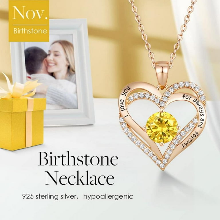 Baywell Yellow Gold Diamond Necklaces Dancing Diamond Necklace for women with Gift Box Real Diamond Pendant Necklaces