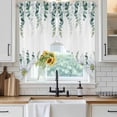 thumbnail image 6 of Daisy Eucalyptus Swag Curtains for Kitchen/Bedroom/Living Room, Farmhouse Weeping Botanical Scalloped Curtains 63 Inch Long, Rod Pocket Window Swag Topper Curtains Valances 2 Panels Set 36"x63", 6 of 8