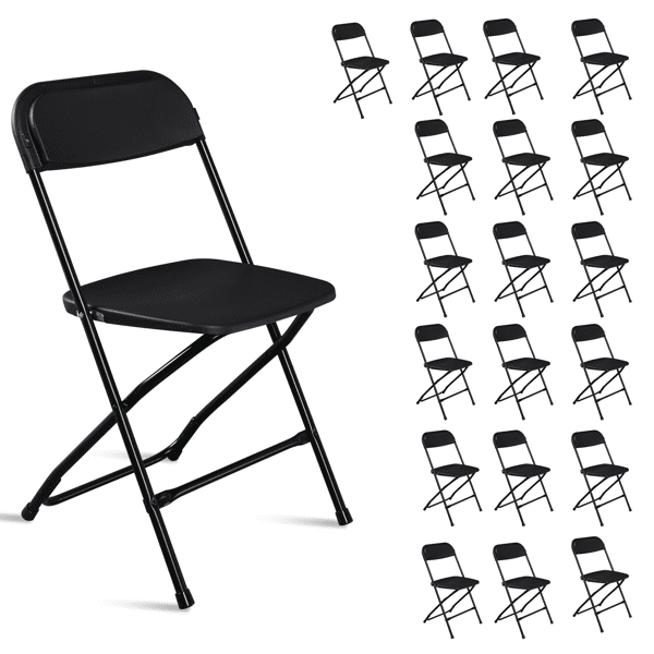 10Pcs Plastic Folding Chair for Garden, Injection Molding Classic, Black