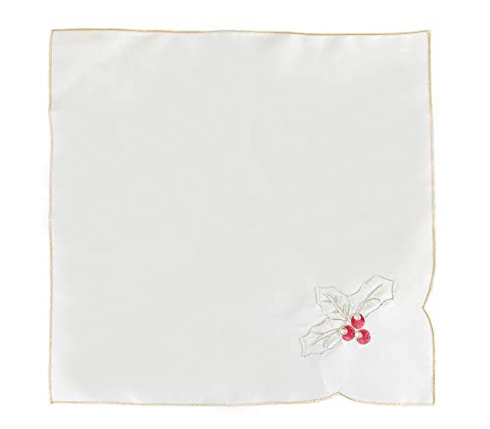 Fennco Styles Embroidered Holiday Wreath Cloth Napkins 20 W x 20 L, Set  of 4 - White Festive Dinner Napkins for Christmas, Dining Table, Family  Gatherings, Banquets & Home Décor 