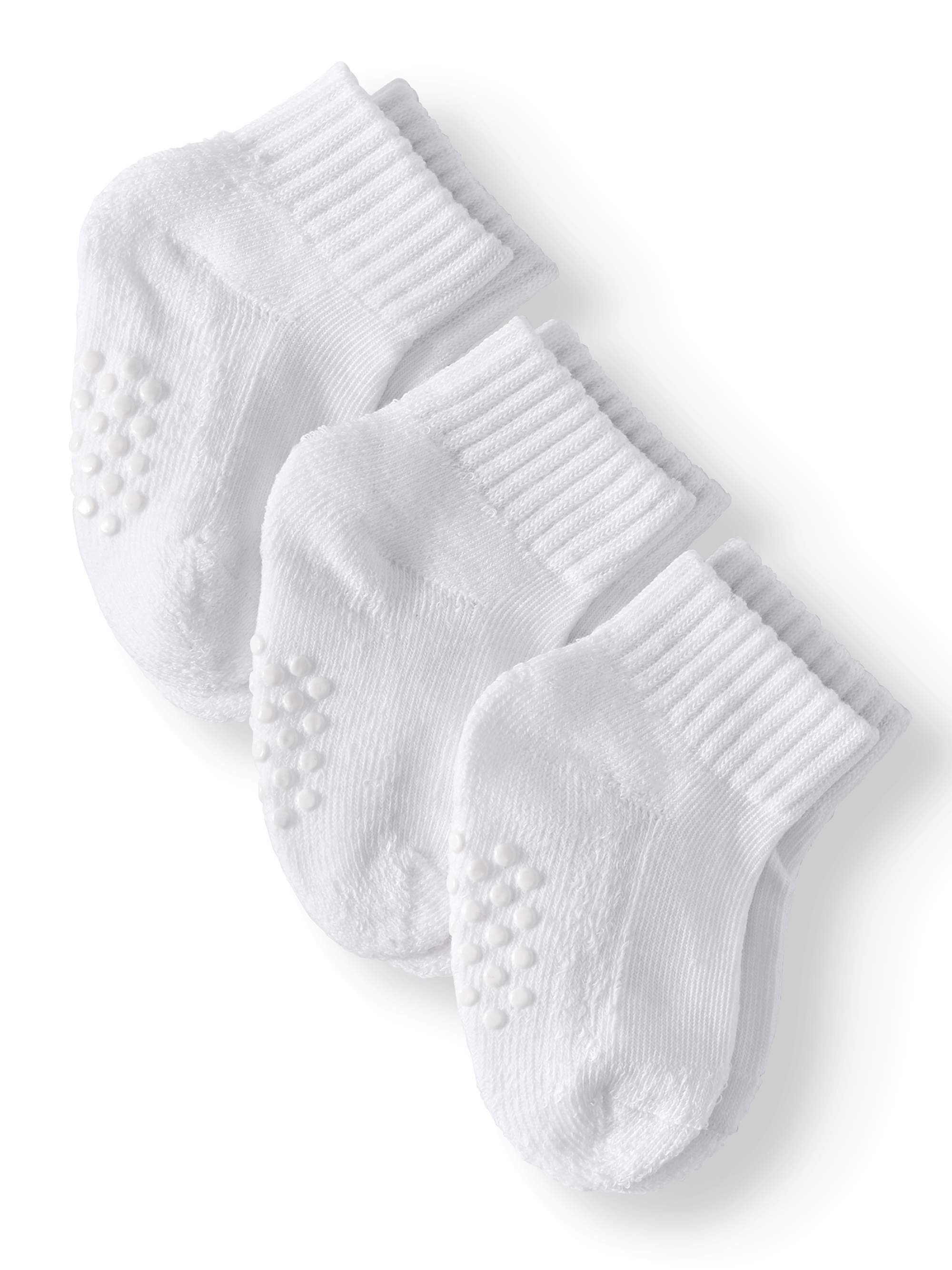 Jefferies Socks Baby Boys and Baby Girls Non-Skid Smooth Toe Sporty Half Cushion Quarter Socks, 3-Pack