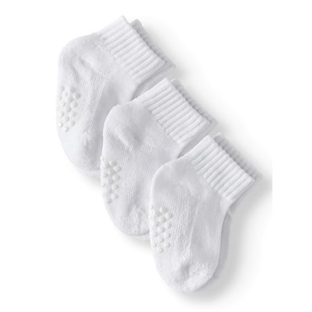 Jefferies Socks Non-Skid Smooth Toe Sporty Half Cushion Quarter Socks, 3-Pack (Baby Boys or Baby Girls,