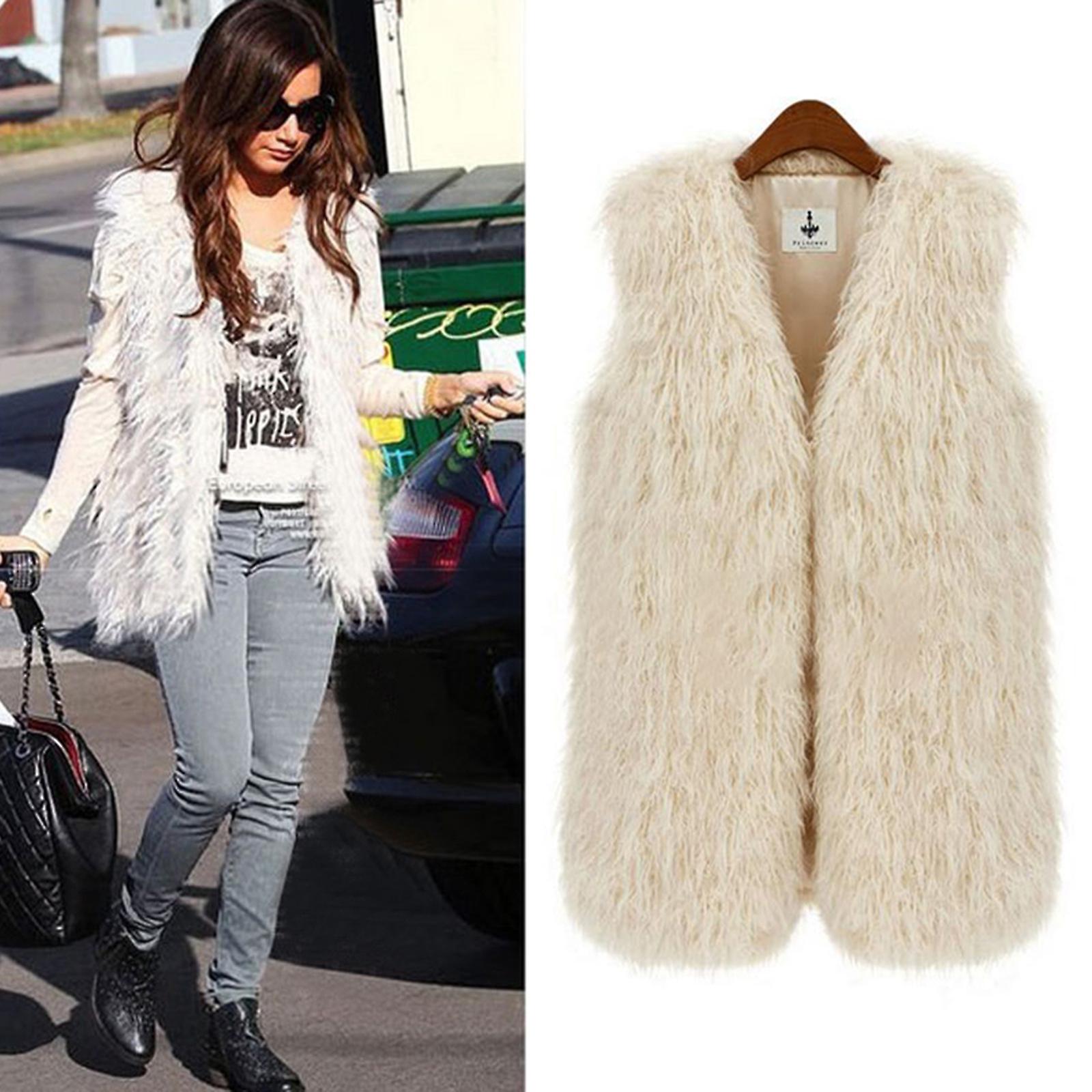 Women Shaggy Faux Fur Vest Waistcoat 