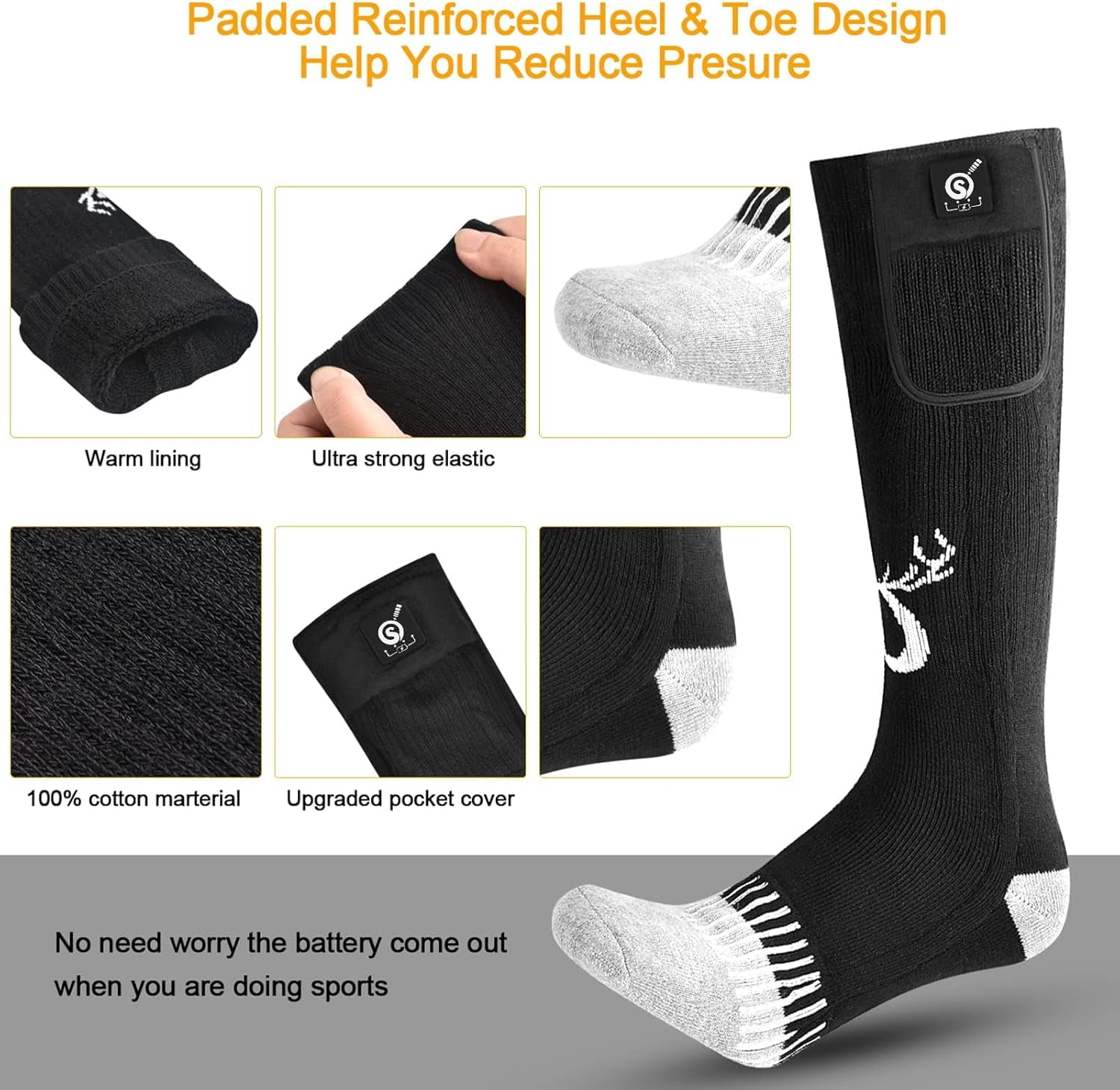 SNOW DEER Electric Heated Socks, Suitable for Both Genders – Ultimate Winter Companion for Hunting, Fishing, Camping, Trekking, & Ski Expeditions