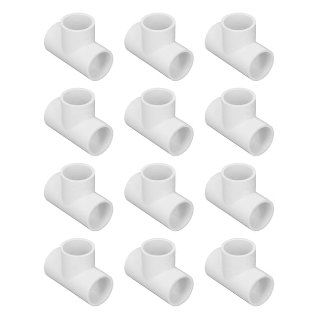PVC Tee Pipe Fittings, Light Weight Plastic Chemical Resistant Equal Diameter Pipe Fitting Adapter 12Pcs For Building 32mm ID
