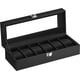 thumbnail image 1 of SONGMICS Caja de Relojes, Estuche con 6 Compartimentos, Cojín de Terciopelo, Cerradura, 11.2 x 30 x 8 cm, Negro y Negro, 1 of 6