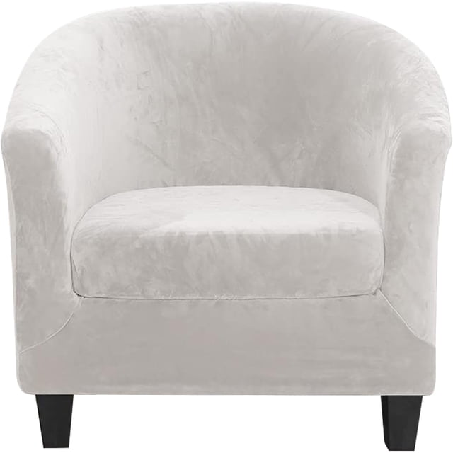 Housse de Fauteuil Club Ensemble de Pièces Housses de Fauteuil Tub avec Housse de Coussin Housses de Fauteuil en Velours Extensible Housses de Fauteuil Tonneau Rond Doux pour Salon Bar Comptoir Club (Velours)