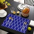 thumbnail image 4 of Blue Geometric Quatrefoil Pattern Summer Placemats Table Placemats Set Of 4-Linen Kitchen Washable Placemats Table Mats 11.8"x17.7" Non-Slip Heat Resistant, 4 of 6