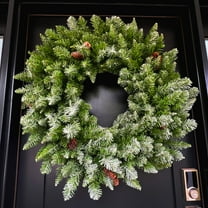 Fraser Hill Farm 36" Frosted Pine Wreath Door Hanging with Pinecones, No Lights