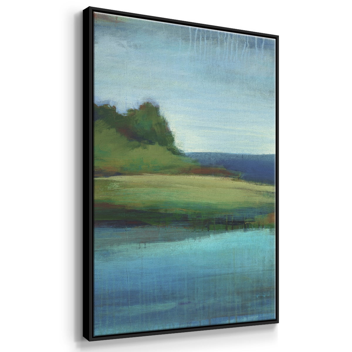 Silent Lakeside I Framed Premium Gallery Wrapped Canvas - Ready to Hang - 17 x 25 - Black Floating Frame