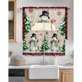 thumbnail image 2 of Christmas Snowman Kitchen Curtains Swag Valance and Tier Curtains Set 24 Inch Length, Xmas Tree Snowflake Rustic Winter Rod Pocket Drape Panels Pair Swag Curtains for Bathroom/Cafe/Window, 2 of 6