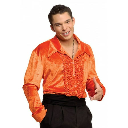 Velvet Disco Shirt Adult Costume Orange - Medium