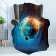 thumbnail image 4 of Outer Space Soft Flannel Fleece Blanket, Planet Earth in Sun Rays Elements Astronomy Atmosphere Sky Satellite Moon Image, Cozy Plush for Indoor and Outdoor Use, 50" x 70", Red Blue, by Ambesonne, 4 of 5