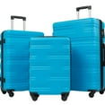thumbnail image 1 of Expandable Luggage Set of 3, Hardside Carry on Suitcase Sets with Quiet Spinner Wheels and TSA Lock, Portable Lightweight ABS Luggages for Travel, Business, Blue, 20"24"28", 1 of 10