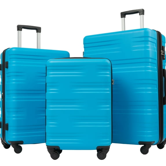 Expandable Luggage Set of 3, Hardside Carry on Suitcase Sets with Quiet Spinner Wheels and TSA Lock, Portable Lightweight ABS Luggages for Travel, Business, Blue, 20"24"28"
