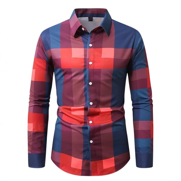 Product Classification Men Shirts | 2025 Color Checkered Long Sleeve Shirt for Everyday Casual Style with Button Front | end start#s#Designed for everyday wear this versatile checkered shirt delivers