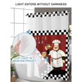 thumbnail image 4 of No Hook Cloth Fabric Shower Curtain with Snap in Liner, Fat Chef Waterproof Shower Curtains Set with See Through Top Window, Black White Checkered Farmhouse Red Kitchen Cook Bath Curtains 66"x72", 4 of 6