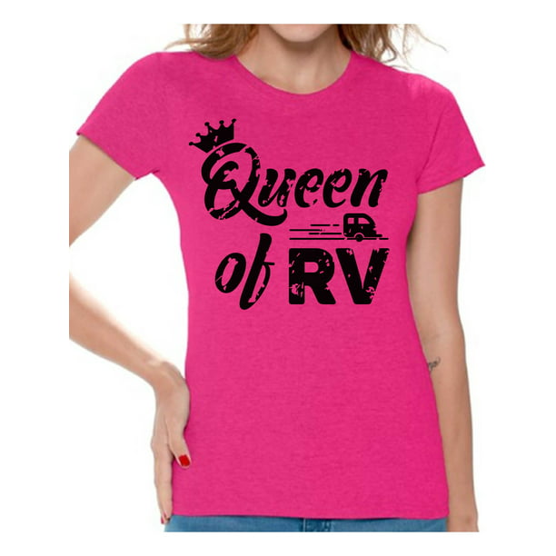 Awkward Styles RV Queen T Shirt for Clothing for Recreational Vehicle RV Trip Accessories Camping Lovers Gifts Camping Clothes for Her Camper Shirt for Wife Queen Shirt for Women -