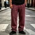 thumbnail image 5 of Men's Stylish Athletic Pants Casual Loose Fit Joggers with Pockets Solid Color Drawstring Waist Lounge Sweatpants Street Running Outdoor Outfits, 5 of 7