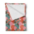 thumbnail image 2 of Abstract Soft Flannel Fleece Blanket, Geometric Coral Tone Circles with Traditional Japanese Style Effects and Stripes, Cozy Plush for Indoor and Outdoor Use, 70" x 90", Multicolor, by Ambesonne, 2 of 5