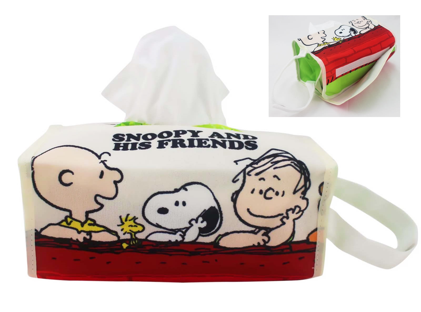 Snoopy Linus and Charlie Brown Brick Wall Graphic Tissue Box Cover