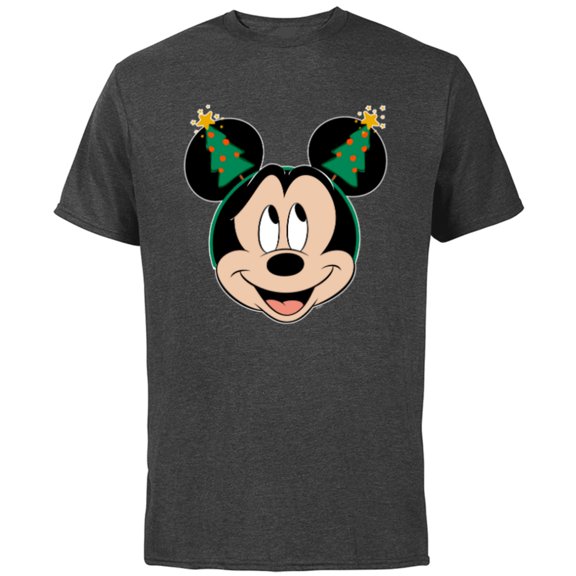 Disney Mickey Mouse Christmas Tree Holiday Headband - Short Sleeve Cotton T-Shirt for Adults - Customized-Charcoal