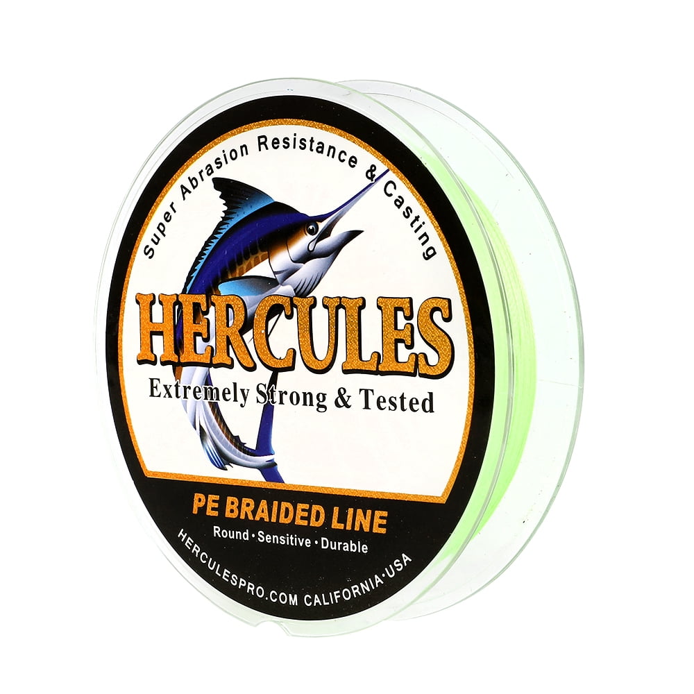 HERCULES Super Strong 1000M 1094 Yards Braided Fishing Line 6 LB Test for Saltwater Freshwater PE Braid Fish Lines 4 Strands - Fluorescent Green, 6LB (2.7KG), 0.08MM