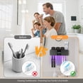 thumbnail image 6 of Ocalpur Smart Toothbrush Holder with Air Drying, LED Display, Cleaning and  Timer Function, 6 Slots & 3 Removable Cups, No Drilling Installation for Bathroom (Black), 6 of 8